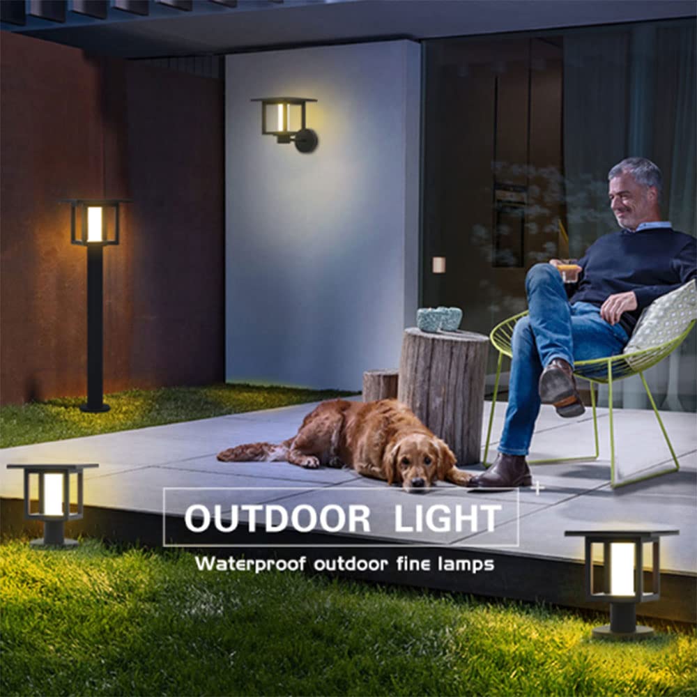 Luce da cortile Altezza impermeabile 31,5 cm Luci per palo da prato per esterni impermeabili Luci a colonna in alluminio semplice Porta Street Park Garden Villa Decor Luci a colonna Lampione stradale