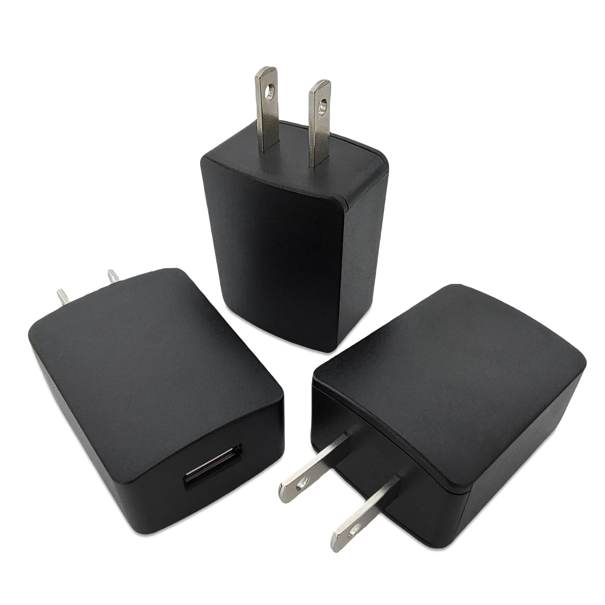 Caricatore USB 5V2A per presa a muro - Certificato UL, nero, 3 pezzi, adattatore di alimentazione da 10 W per telefoni cellulari, tablet, auricolari, banche di alimentazione, abbigliamento