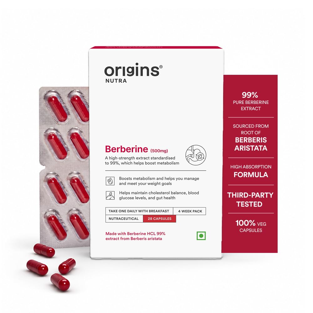 origins nutra Berberine | 99% Pure Extract for Metabolism, PCOD & Maintaining Hormonal Balance| GMP Certified, 28 Veg Capsules for Men & Women-picture-20