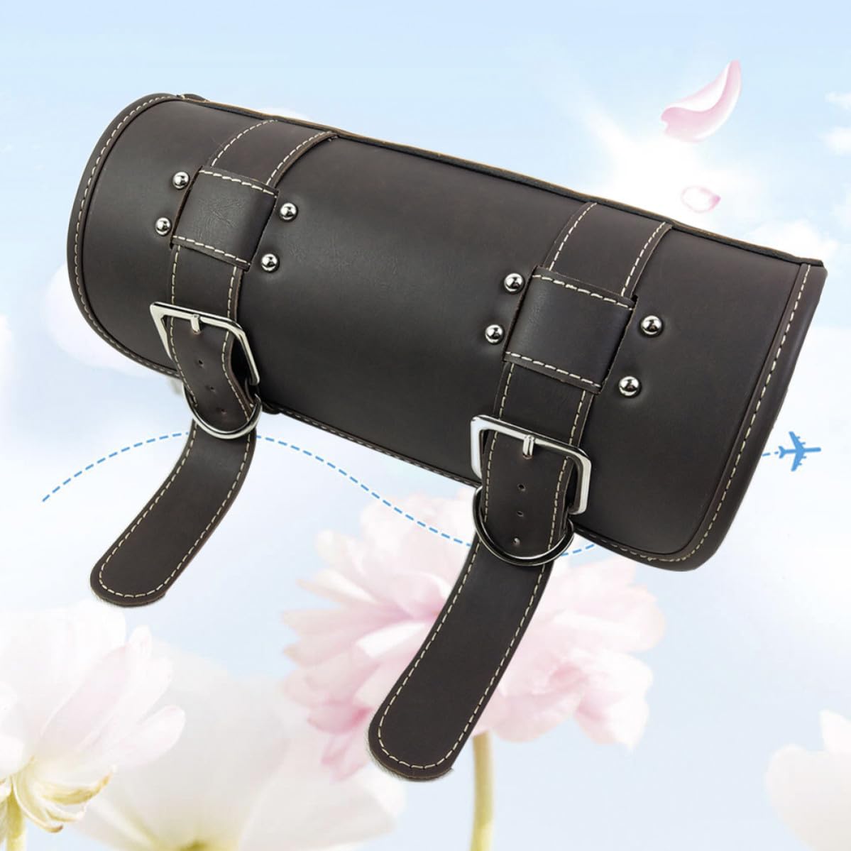 Luxshiny Sacoche Moto Vintage en Cuir PU, Sacoche de Réservoir Pratique et Résistante, Balades Rangement D'outils Essentiels