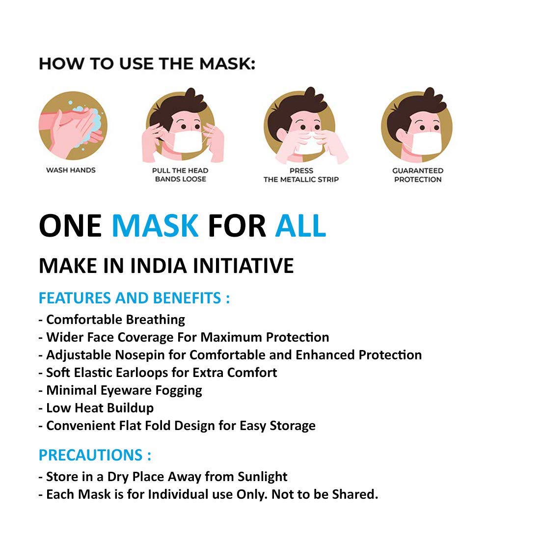 Surat Dream N95 Non-Woven Fabric Washable and Reusable Virus Protection Cloth Face Mask for Men and Women (White, Without Valve, Pack of 10) 4