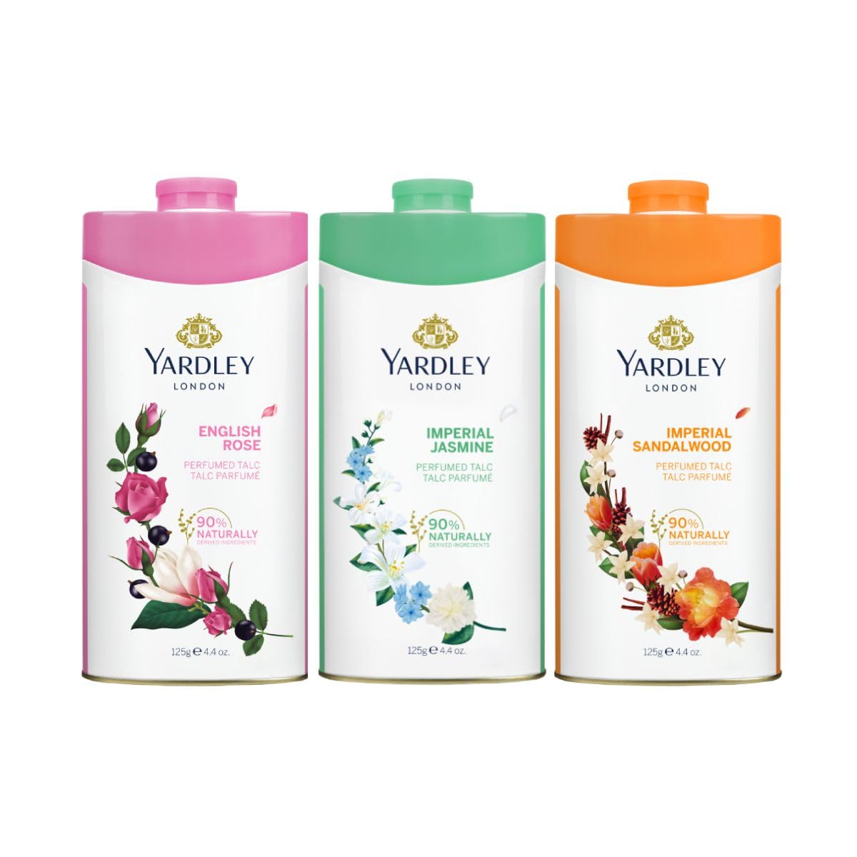 London Talc (3X125gm) English Rose + Imperial Sandalwood Jasmine