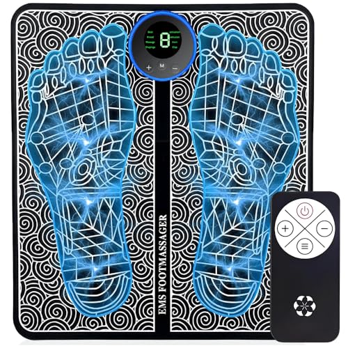 EMS Foot Massager, Foot Massager with 8 Modes 19 Intensities, EMS Foot Massager and Circulation Booster, Foot Massagers for Pain and Circulation, Circulation Booster for Feet (with Remote Control)