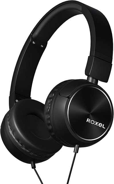 Roxel RX310 Powerful Bass Lightweight Wired Foldable Headphones with Microphone, On Ear Headphones with Sound Isolation, Compatible with Android/IOS Devices, Answer Incoming Calls