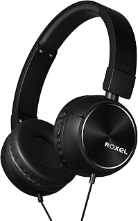 Roxel RX310 Powerful Bass Lightweight Wired Foldable Headphones with Microphone, On Ear Headphones with Sound Isolation, Compatible with Android/IOS Devices, Answer Incoming Calls
