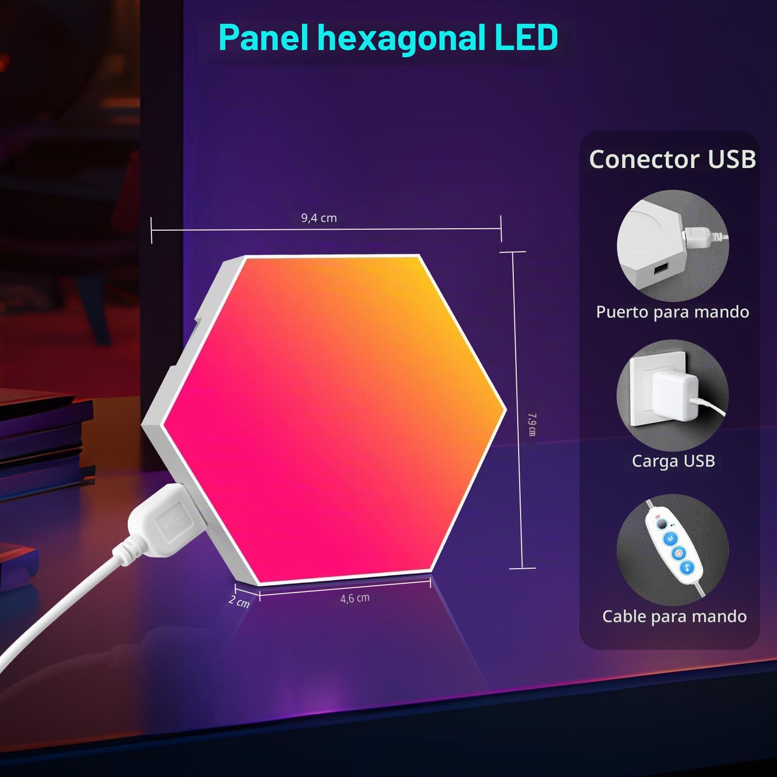 8 Piezas Hexa Paneles Luminosos, Smart Hexágono Luces de Pared, Sincronización de Música, Gamer Habitacion Pared Decoracion Lampara, RGB Luces de la Casa con APP para Sala de estar, Sala de Juegos