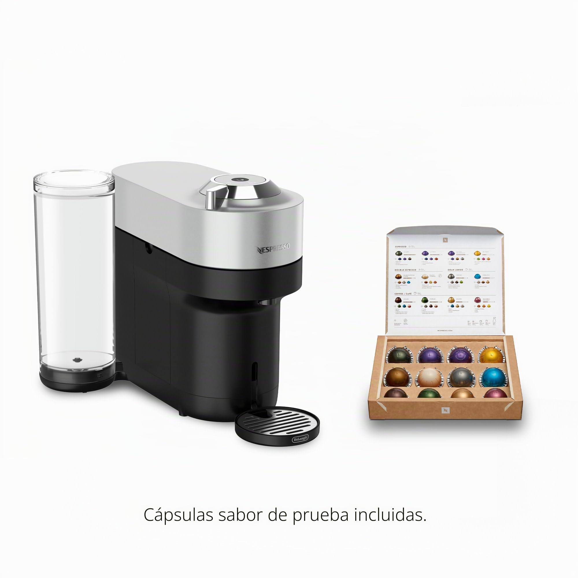 Nespresso Vertuo Pop+ Deluxe de De'Longhi con Aeroccino, Plata