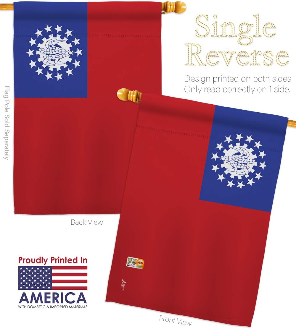 Myanmar Burma House Flag Regional Nationality Nation International World Country Particular Area Small Decorative Gift Yard Banner Made In USA 28 X 40