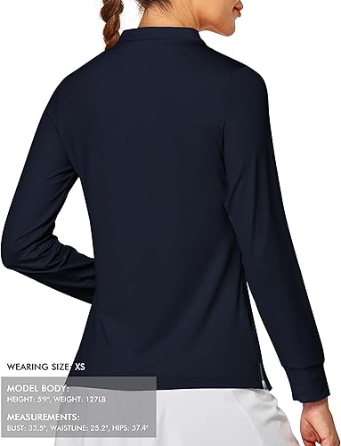 Miniatura 2 de ISEEGZ Womens Golf Shirt Collarless V-Neck Polo Shirts Short Long Sleeve Lightweight Moisture Wicking Quick Dry Golf Polo