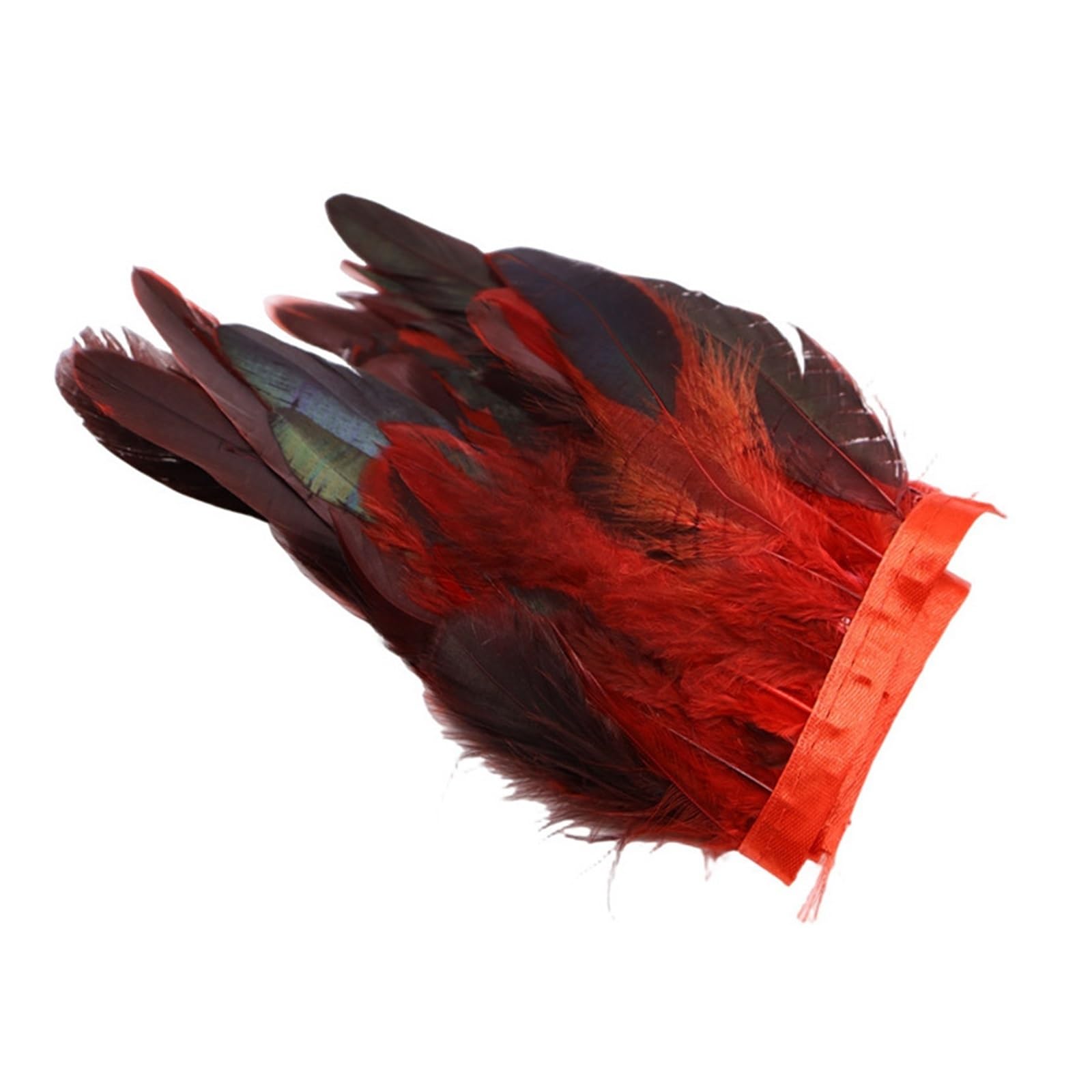 Garniture de Plumes de coq 1/10M, artisanat de couture, bricolage, Plume de noël, ruban de Plumes naturelles, fabrication de bijoux, décor de fête de mariage, vente en gros(Red,10 Meters)