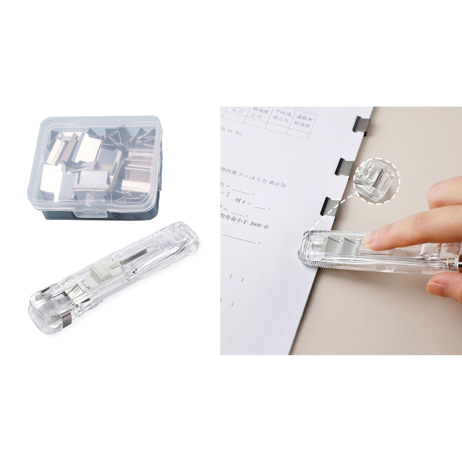 Handheld Paper Clip Clamp Dispenser Refillable File Clamp Holder Reusable Paper Clamp Metal File Clip Clamp for Office