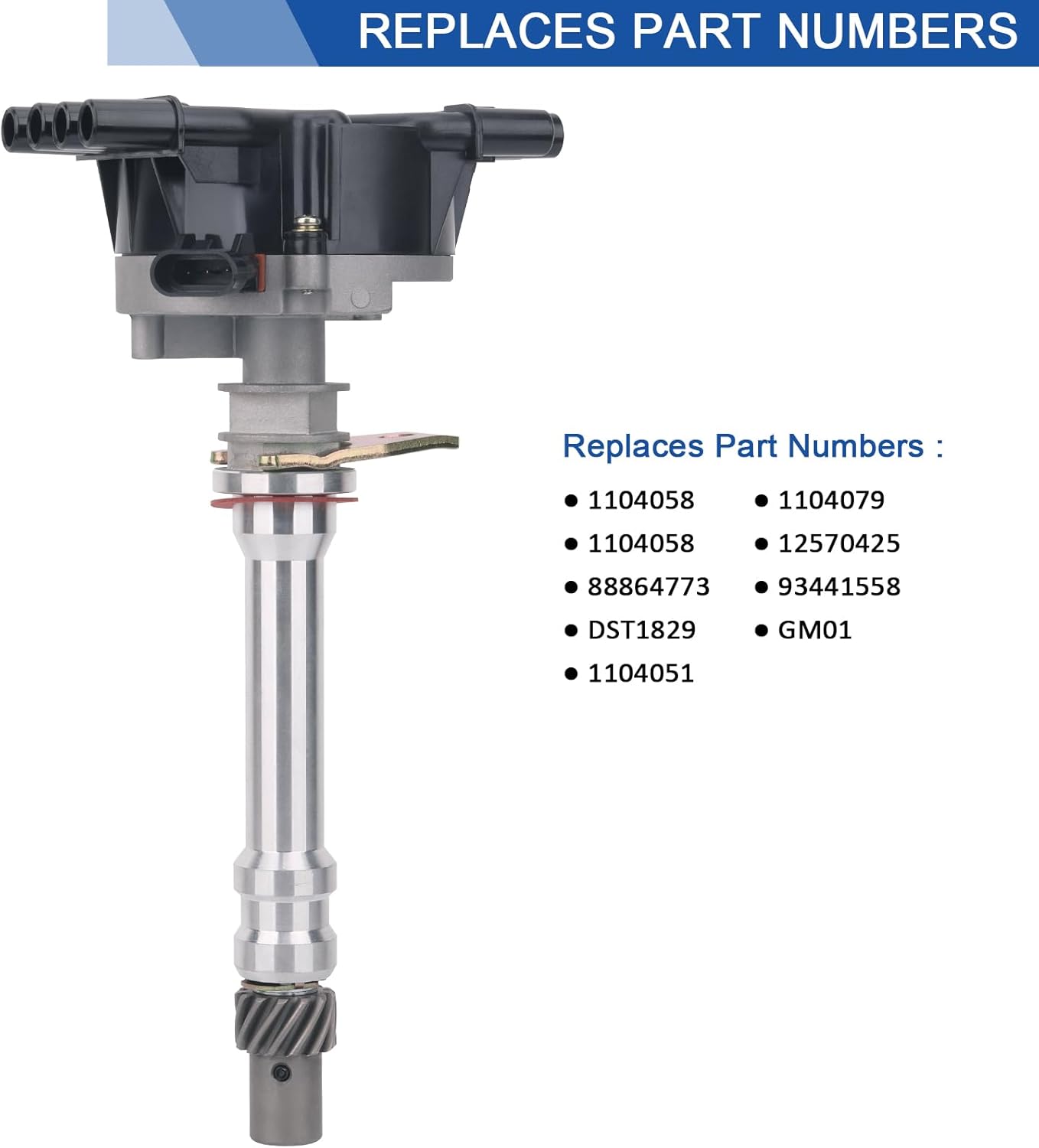 Ignition Distributor Compatible with 1996-2002 Chevy GMC Cadillac Isuzu Vortec V8 5.0L 5.7L 305 350, Replacement 93441558 1104058 1257042 (Black)