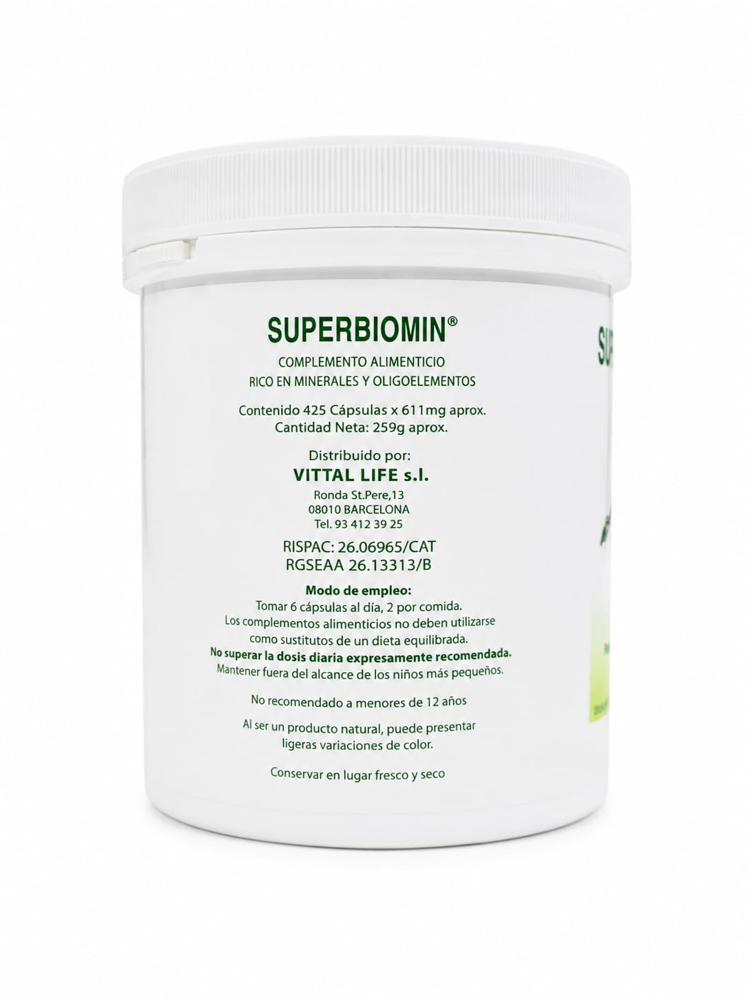 Biomin Pack 2 Unidades Superbiomin 425 Cápsulas Complemento Alimenticio de Minerales y Oligoelementos
