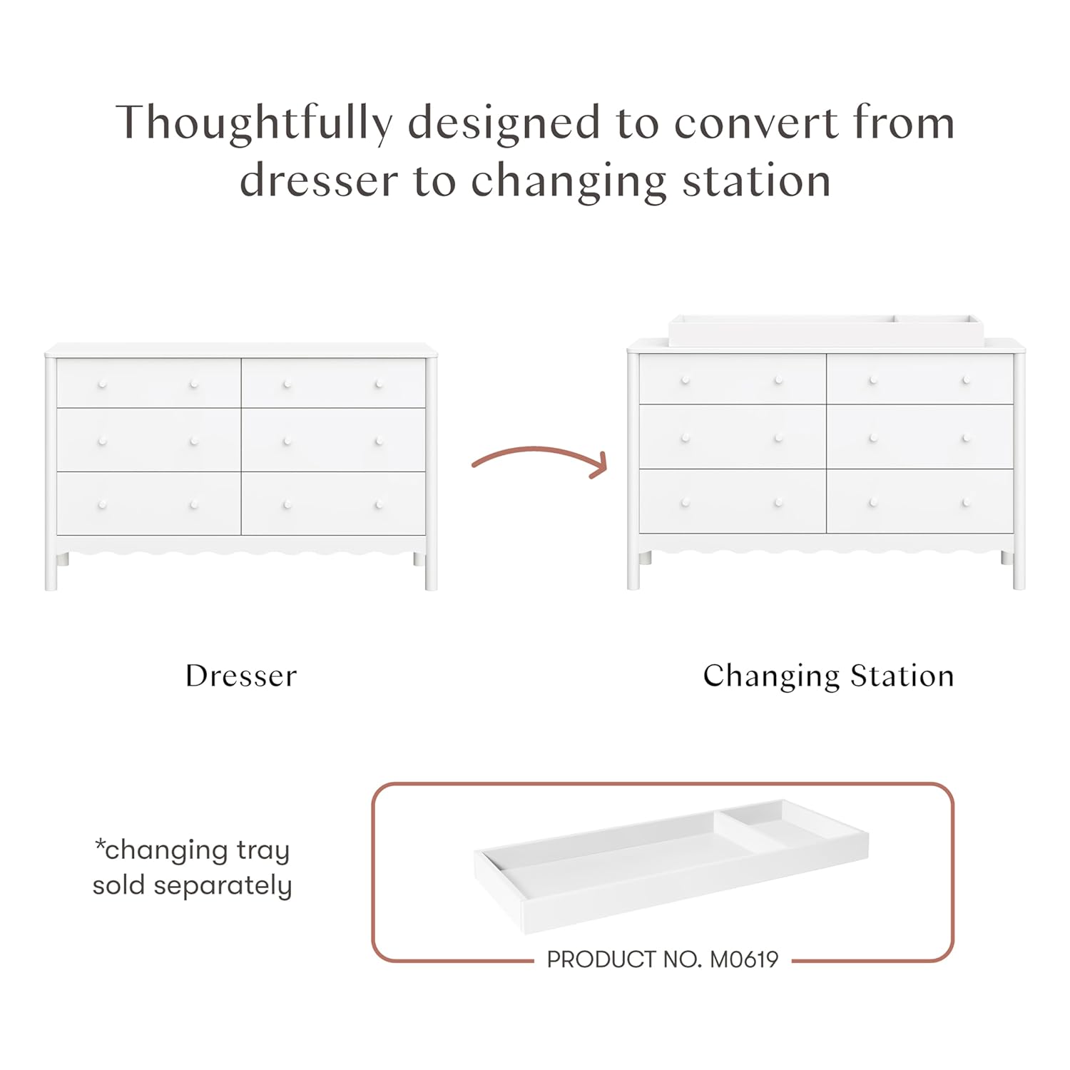 Babyletto Swell 6-Drawer Assembled Dresser in White, Greenguard Gold Certified