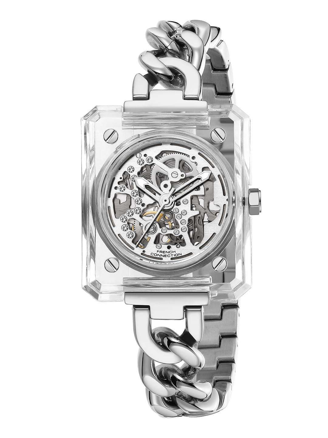 french connection | Skeleton Dial | Transparent Acrylic Case | Stainless Steel Bracelet Strap | Quartz Watch for Women - FCG02-picture-32