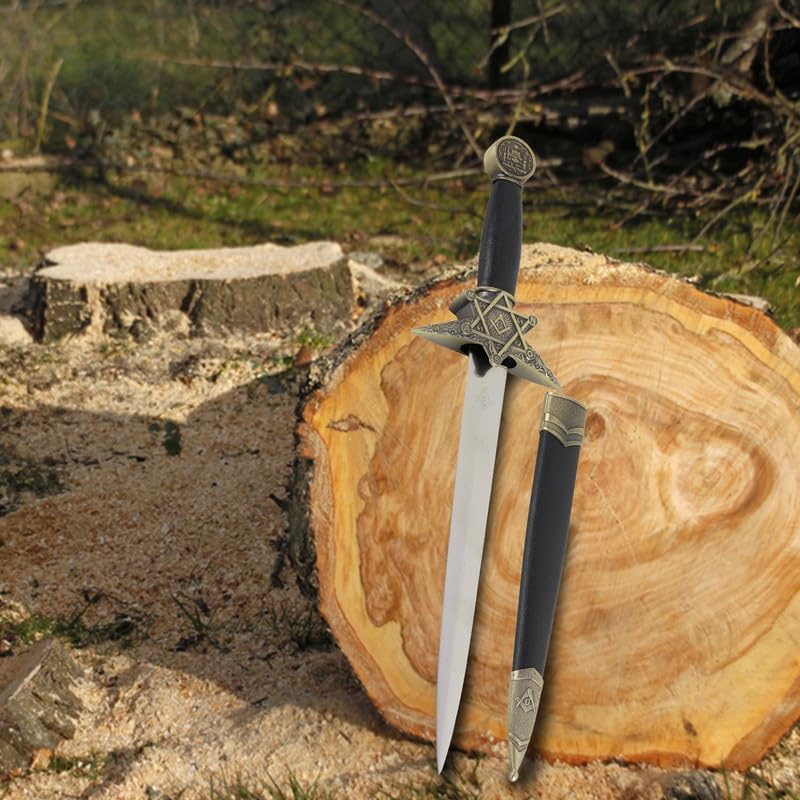 Miniatura 8 de Daga masónica de hoja de acero inoxidable con brújula cuadrada Masón símbolo masónico en relieve, cuchillo espada regalo para hombres