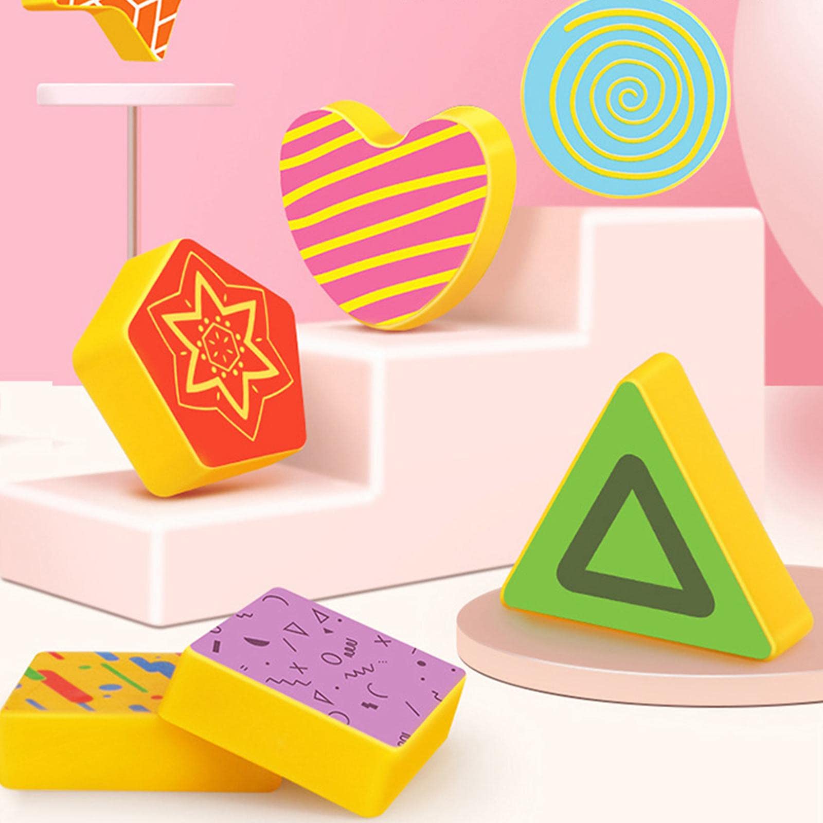 Giocattolo Educativo Geometrico per Bambini Incastro Forme Numeri Colori Miglioramento Abilità Cognitive Manualità Fine Adatto a Uso, Tavolo L Rosa 3in1