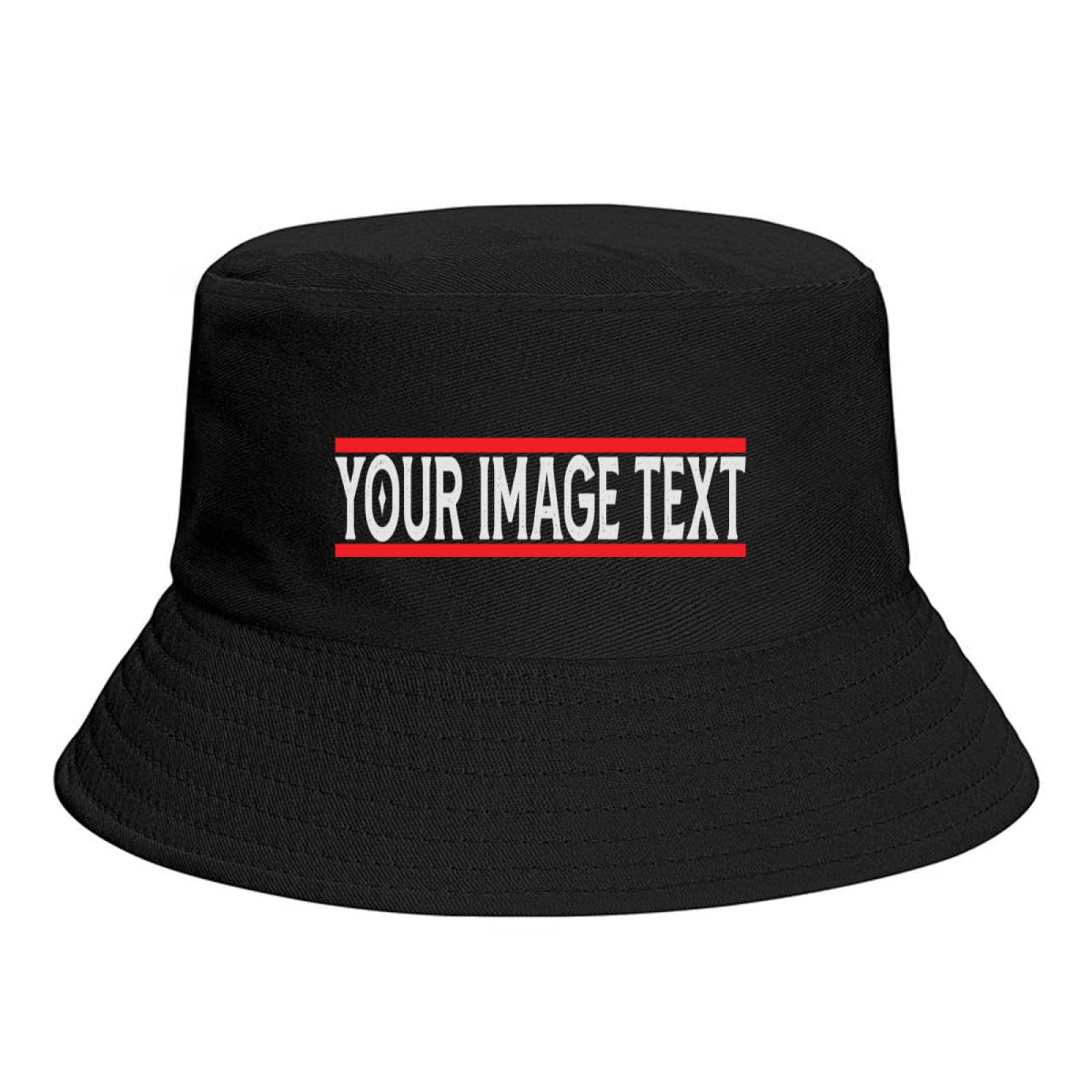Miujonvy Unisex Black Outdoor Bucket Hat Upload Your Image/Text Fisherman Cap
