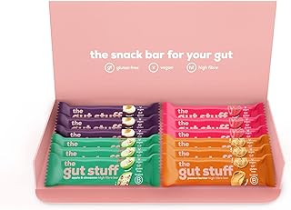 The Gut Stuff – Good Fibrations High Fibre Fruit & Nut Bars – Mixed Flavours – 12 x 35g Bar Box – Gut Friendly Snack, Gluten-Free, Vegan, Low Calorie
