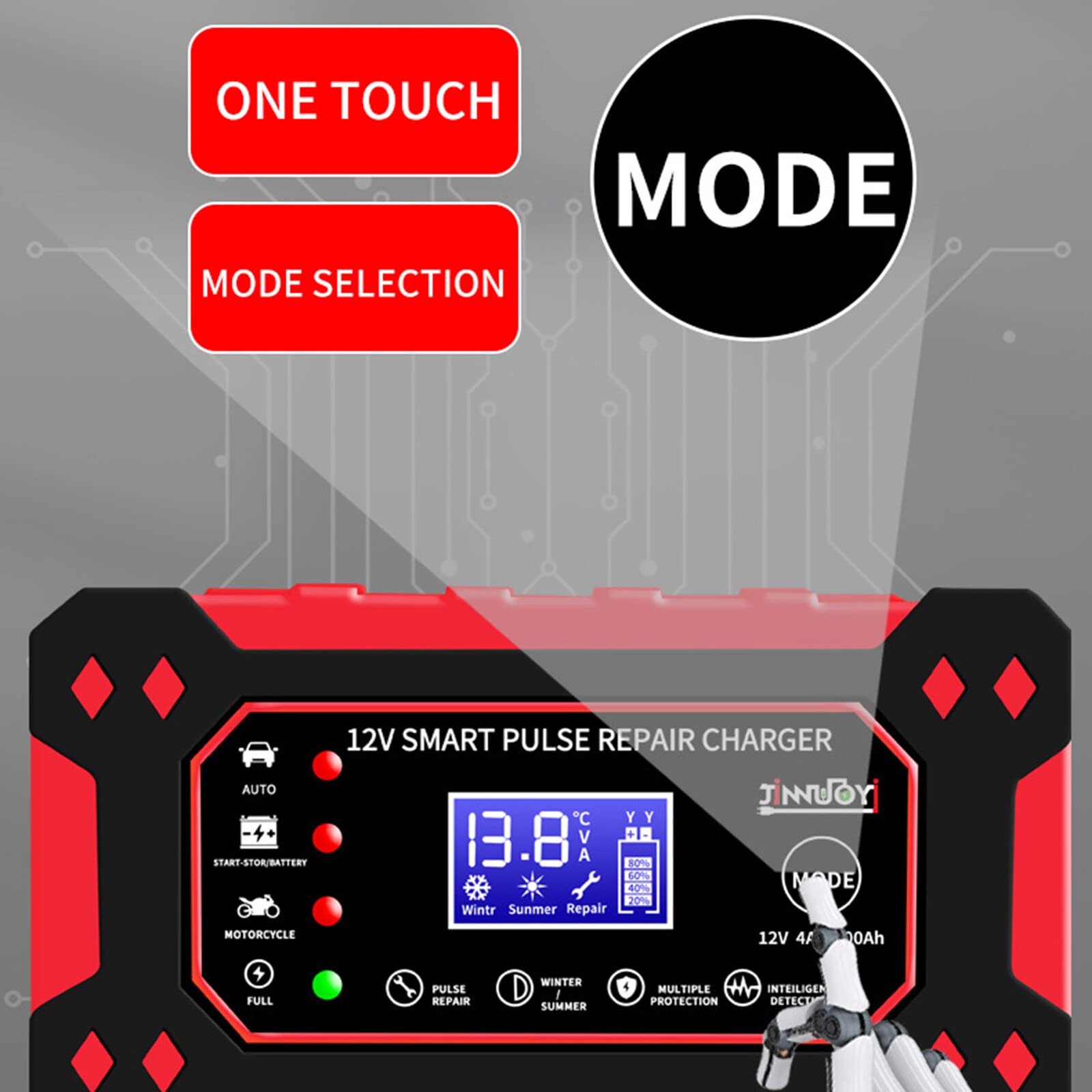 Autobatterie-Ladegerät 12V 6A Impuls-Reparatur-Ladegerät Pack Automatisches Erhaltungsladegerät Intelligentes Ladegerät für die meisten Blei-Säure-Batterien Auto LKW Motorrad Boot