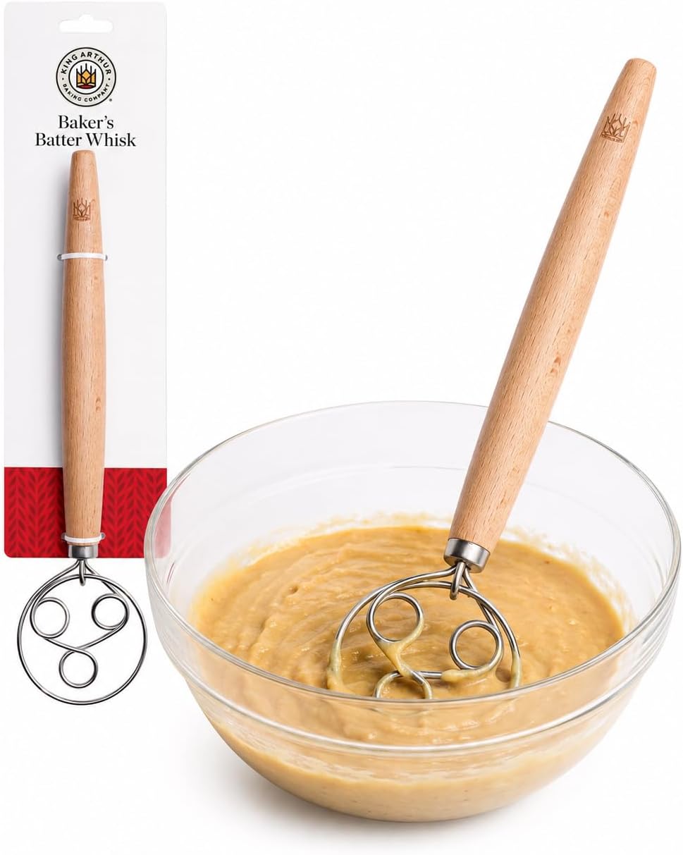 King Arthur Baking Company Baker’s Dough Whisk, Single-Loop, 18/8 Stainless Steel, For Mixing Bread, Sourdough, Pizza, And Cookie Dough