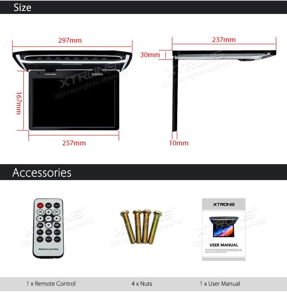 XTRONS CM101HD Accessories: Remote Control, Nuts, User Manual