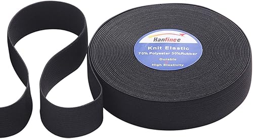 Miniatura 6 de HANFINEE Banda elástica tejida de 2 pulgadas de ancho con gran elasticidad para manualidades de costura, cintura, colcha, puños (blanco, 10 yardas)