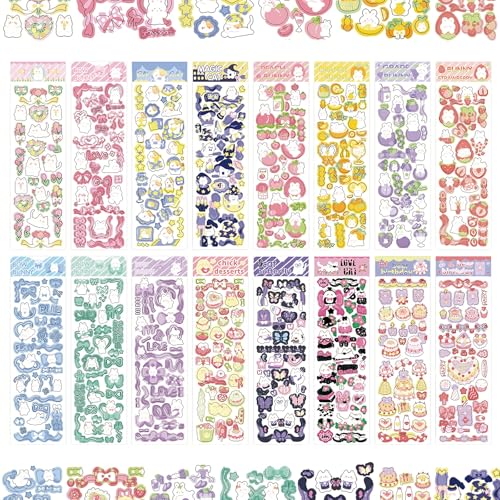 SIBLYMONA 16 Sheets Colorful Cute Stickers Korean Style...