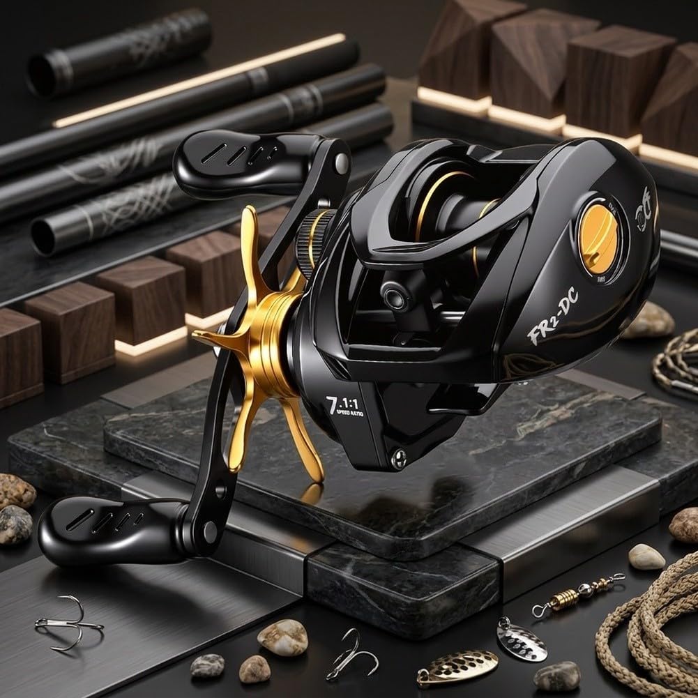 Kołowrotek Baitcasting Reel 4+1BB magnetyczny system hamulcowy | Hamulec elektroniczny DC, przełożenie 7,2:1, maksymalny opór 8 kg, gładkie odlewy, gatunki słodkowodne