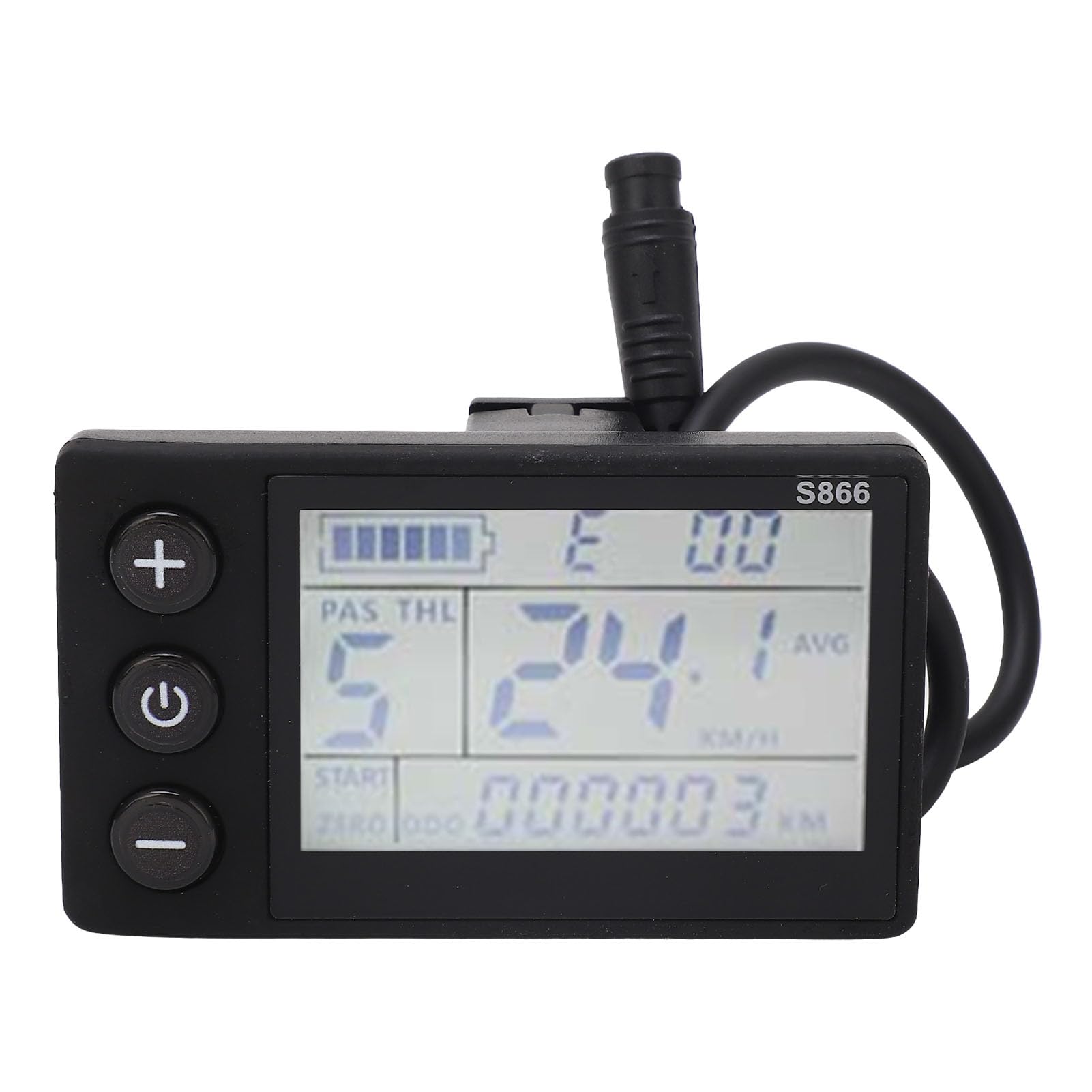S866 Electric LCD Display Meter, 24V 36V 48V 60V E Bike ConversionMeter Control Panel with 6P Connector Plug