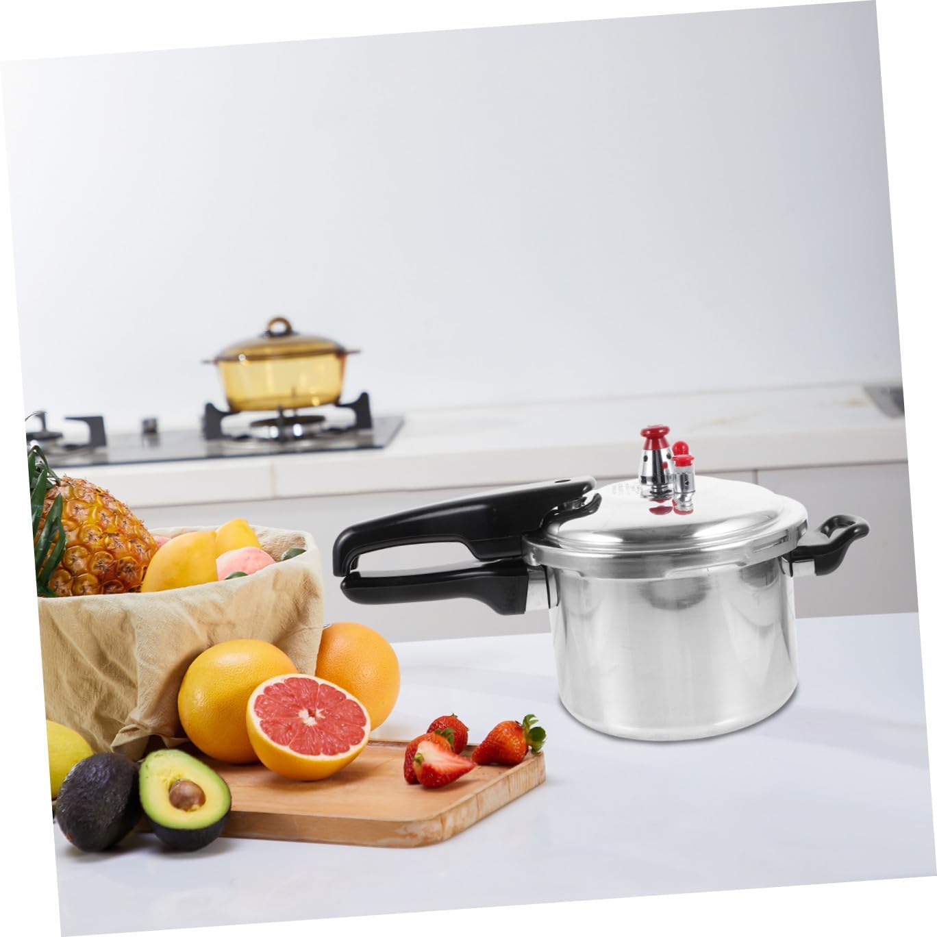 SMASOLO Multi Functional Pressure Cooker with Composite Bottom for Gas Stove and Induction Household Pot with Ergonomic Handle Saving Kitchen Accessory for Safe Cooking