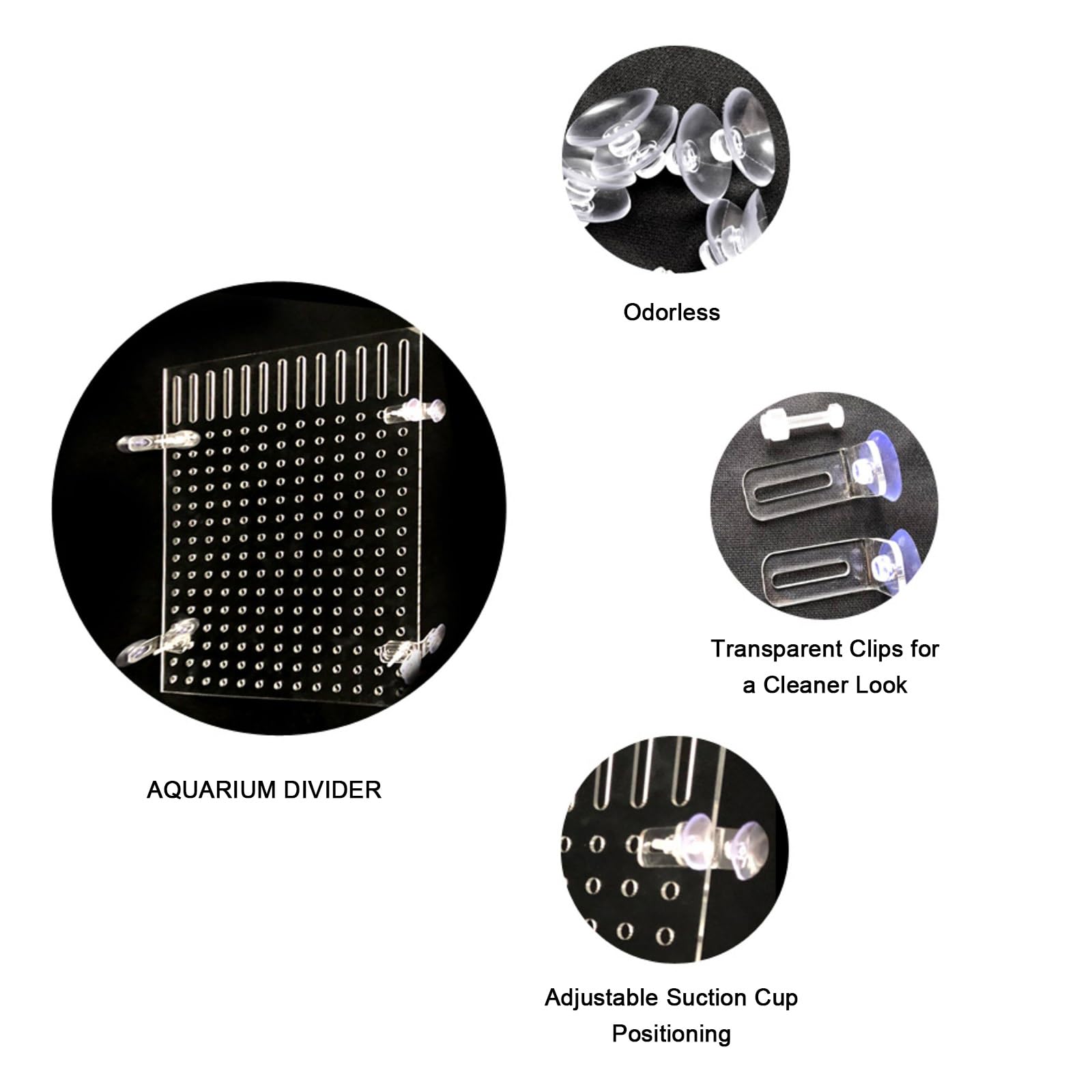 Divisor De Acrílico para Acuario, 3/4/5/6/8/10/12mm De Espesor Placa De Aislamiento con Ventosas Divisor para Caja De Cría De Peces para Cría Mixta(8mm Thick)