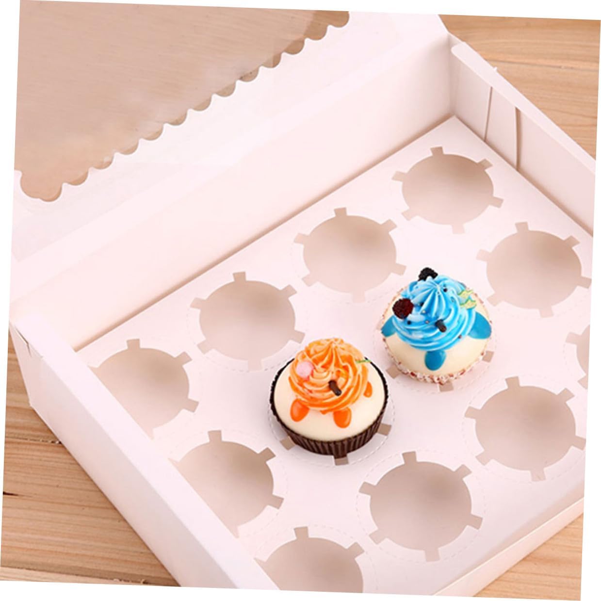 VALICLUD 10pcs Window Design Muffin Cake Packaging Boxes White Cardboard Paper Bakery Pastry Boxes Cupcake Carrier for Food Storage and Transport