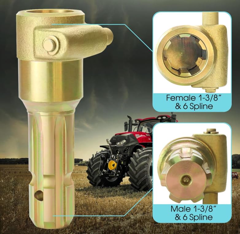 Adaptador de toma de fuerza de 6 ranuras para tractor soluciona distancia con extensor inoxidable 4