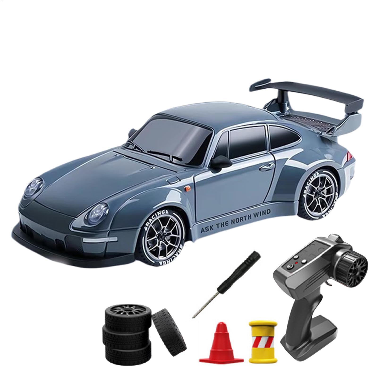 Coche Teledirigido Drift,1:20 Drift RC Car 4WD Coche De Deriva Carreras Teledirigido con Luces LED Y Barricada,Cches RC Drift,Truck Coches Drift Teledirigidos con Palanca De Totalmente Proporcional