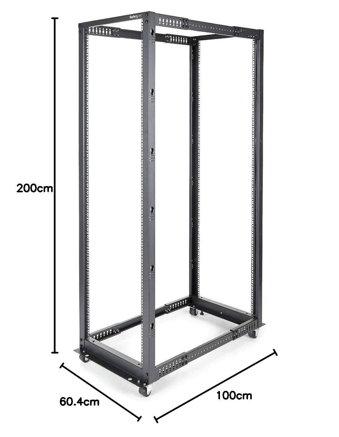 StarTech.com Armadio Rack 19" 42U a telaio aperto - Armadio rack per Server 42 Unità a 4 montanti - Profondità regolabile da 59-104 cm - Quadro rack dati/di rete da pavimento con ruote (4POSTRACK42)