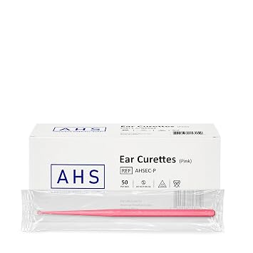 Disposable Ear Curettes, Ear Wax Removal Tool - Pink 3mm Children or Adult Round Tip, Individually Packed, 50pcs