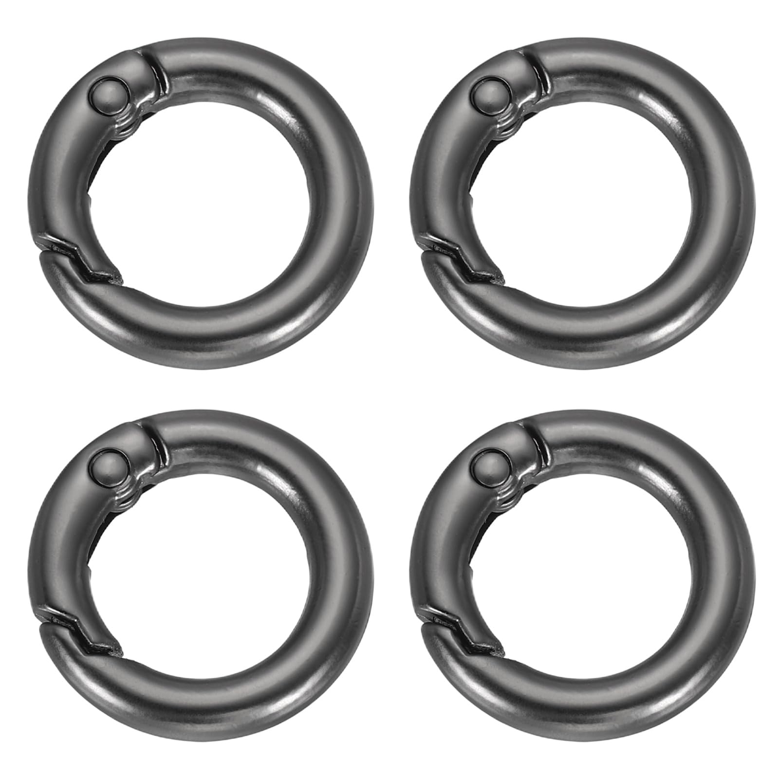 sourcing map 4Pcs Round Spring Snap Hooks, 12.6mm O Rings Buckle Clips Round Keyring Keychain Clip for Bags Purses DIY Chain Extender Accessory, Matte Dark Grey