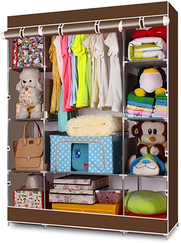 BIVVI Organizadores de armario y almacenamiento portátiles para colgar ropa, armario de tela no tejida de aleación de almacenamiento de ropa riel