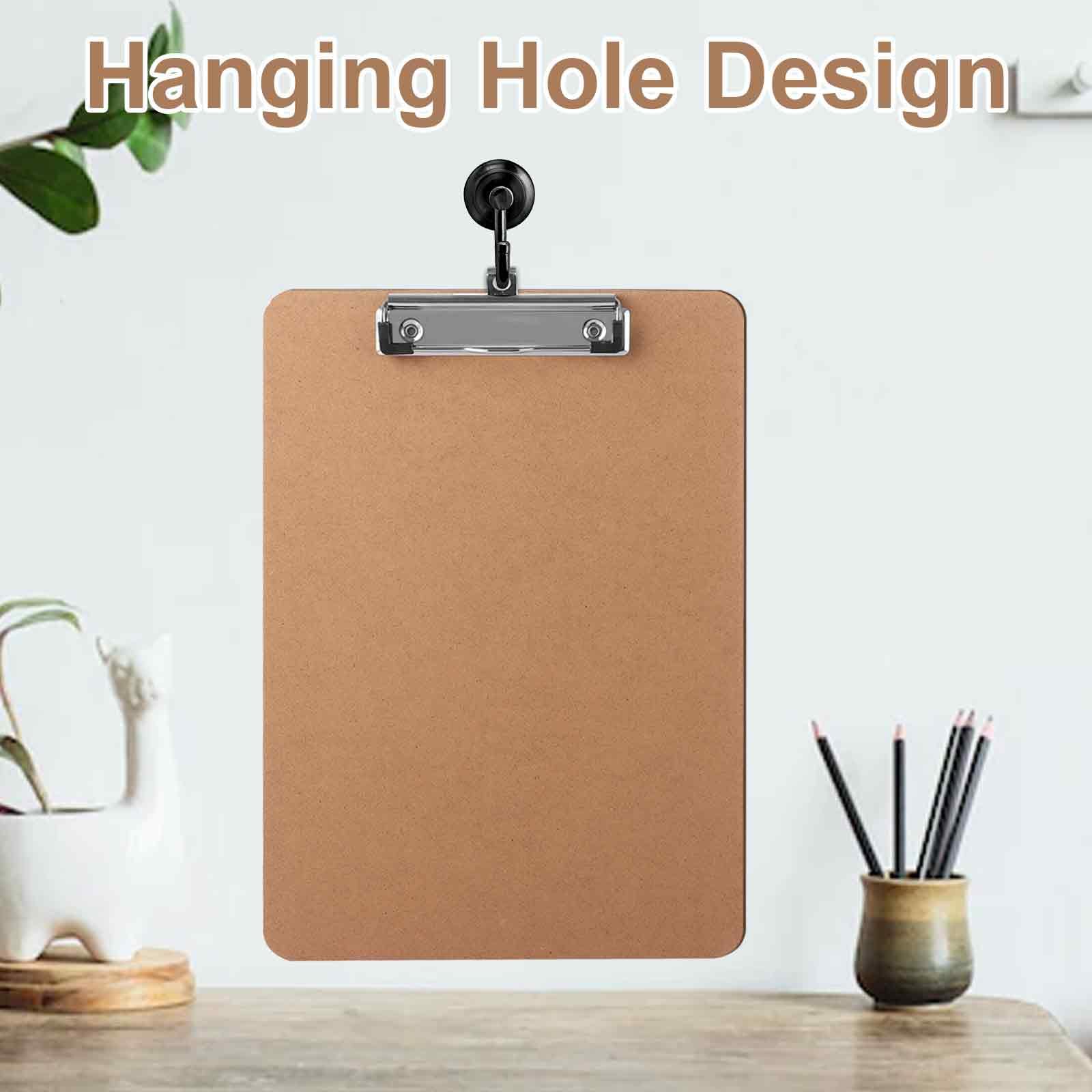 DAJAVE Lot de 30 planchettes à pince A4 en bois avec clip discret et trou de suspension pour bureau, travail, restaurant