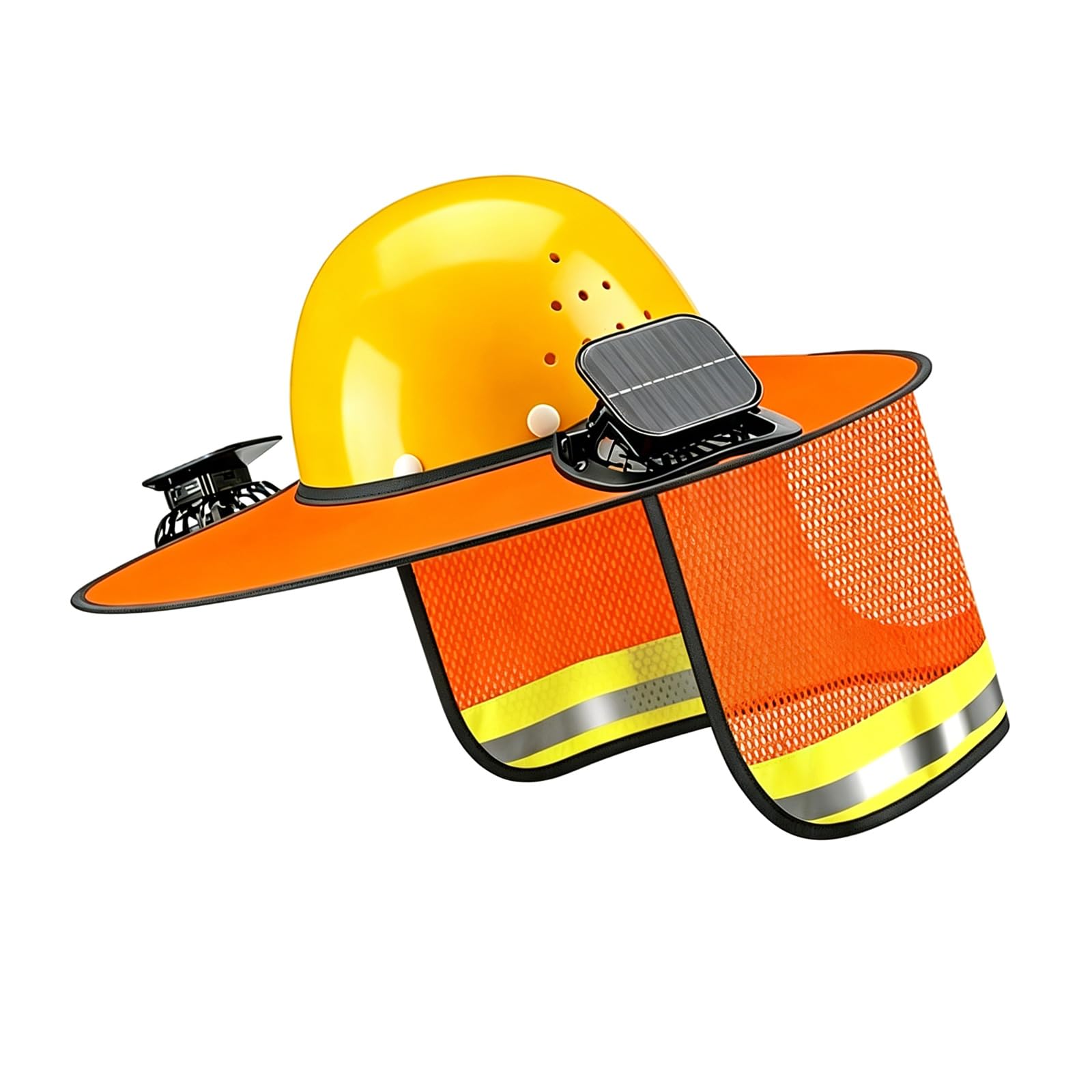 Kaeltsyn A Hard Hat Sun Shade Full Brim Equipped With 2 Detachable Solar Fan Nd Djustable Neck Cover Hard Hat Sun Shade Full Brim