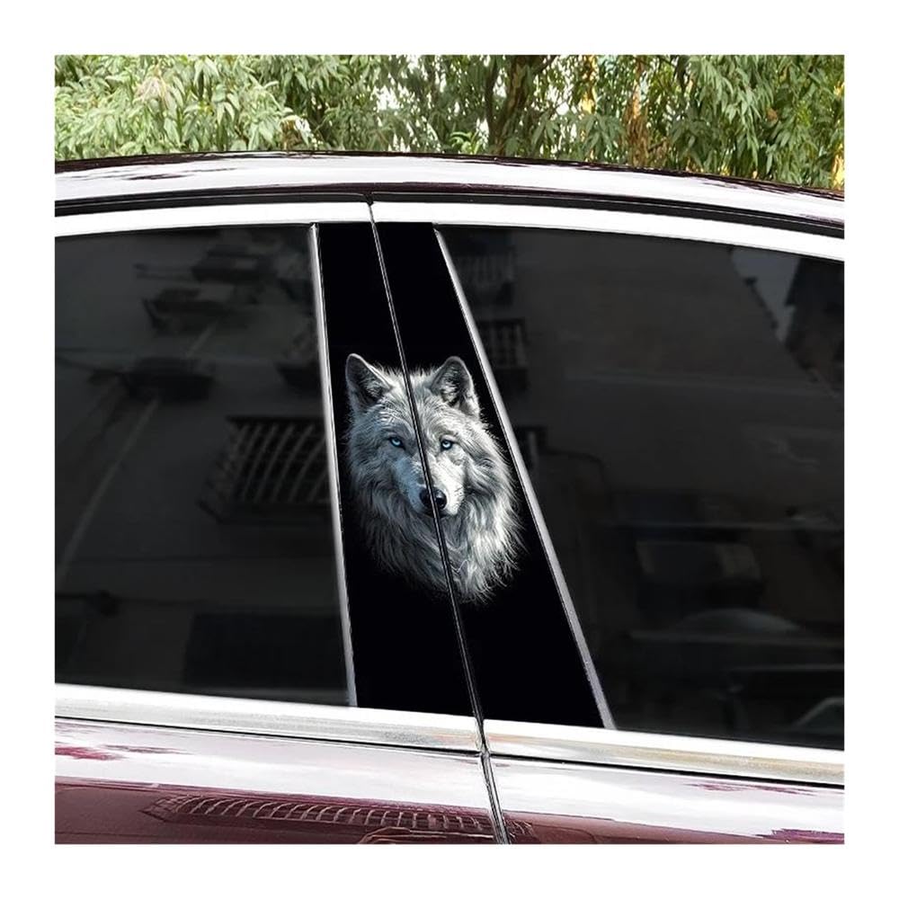Body Parts 2pcs Animal Style Wolf Head Car B-Pillar Sticker Covering Scratched Car Center Pillar Sticker DIY(P)