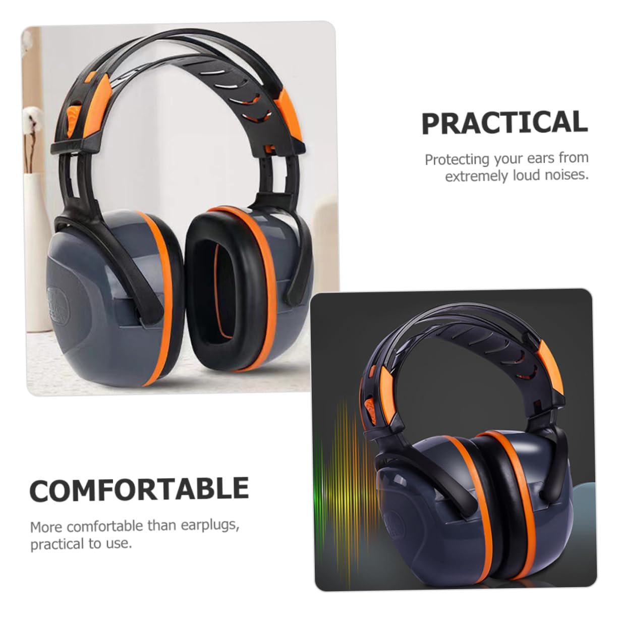 NULYLU Sound Insulation Earmuffs Earmuffs Noise Cancelling for Construction Noise-proof Ear Muffs for Ear Protection