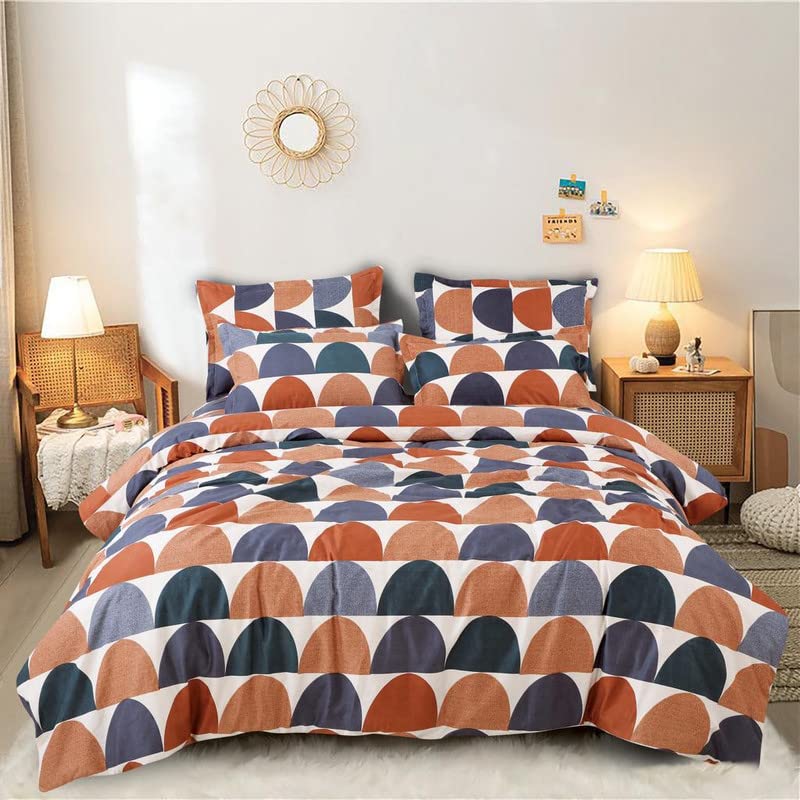 170TC Supersoft Glace Cotton Duvet Cover II Razai Cover II Quilt Cover for Double Bed Size with Zipper Dohars (Without Filling) 90x100 inch (White Brown and Blue)-image-35
