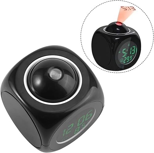 Miniatura 8 de QANYEGN Reloj despertador multifunción con pantalla LCD digital de proyección de pared, pantalla de temperatura, reloj de pared digital para el