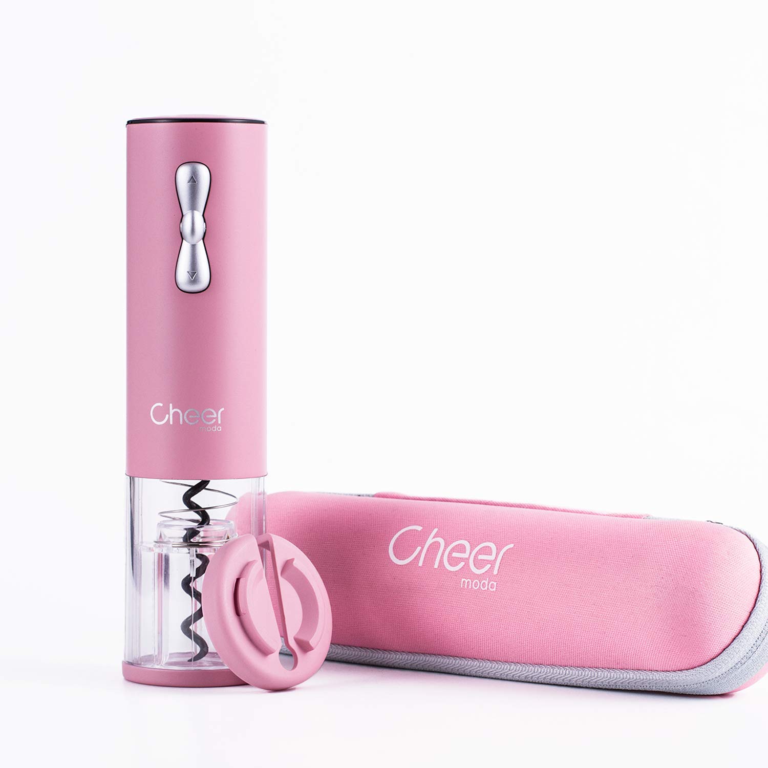 CHEER Electric Wine Opener with USB Rechargeable Lithium Battery with Foil Cut, Carrying Bag (Pink)