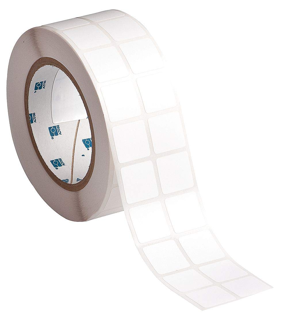 Étiquette transfert thermique Brady 2,3 cm x 2,3 cm en polyester blanc mat rouleau - 2