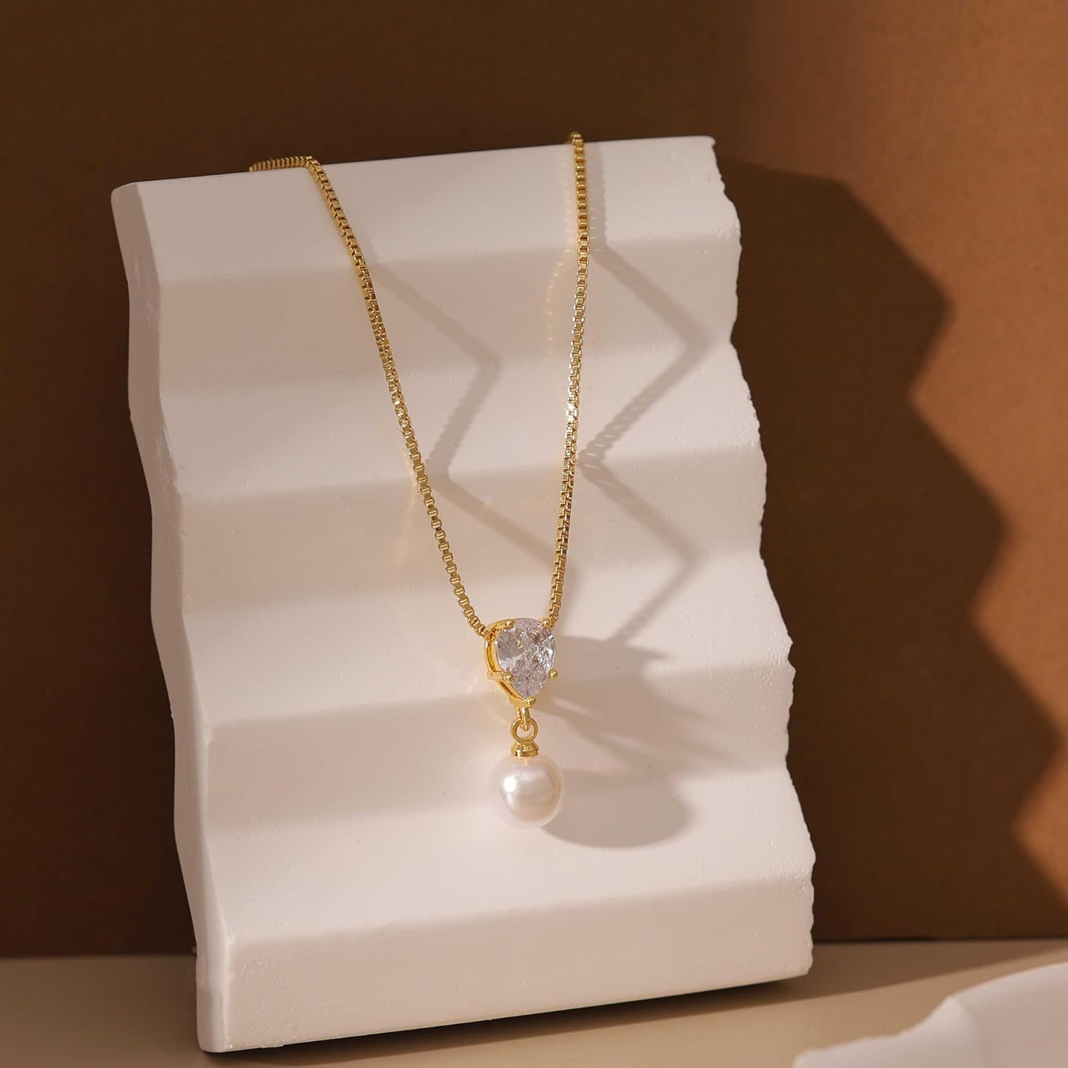 Pearl Necklaces for Women, Dainty Pearl Drop Necklace 14K Gold Plated CZ Pearls Pendant Necklace Small Gold Choker Necklaces for Women Trendy Wedding Jewelry Bridesmaids Gifts - Image 6