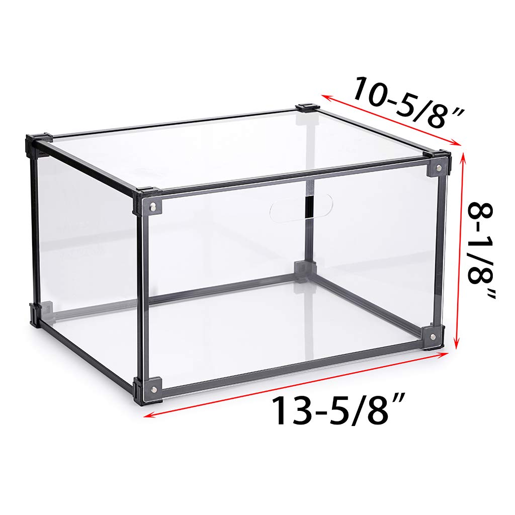 JuxYes Stackable Aluminum Display Case Acrylic Clear Shoe Box Storage