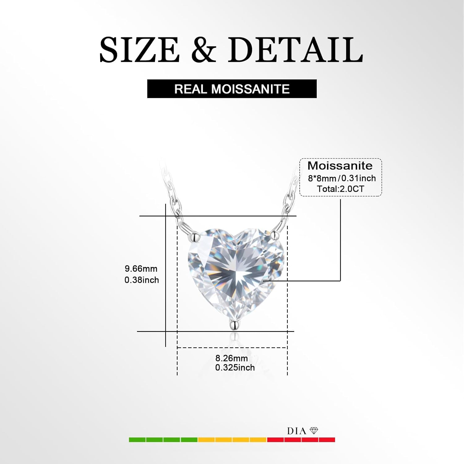 Heart Moissanite Necklace For Women, 925 Sterling Silver 2CT Heart-Shaped Moissanite Pendant Necklace, Romantic Diamond-Like Jewelry for Valentine's Day, Anniversary & Gift - Image 3